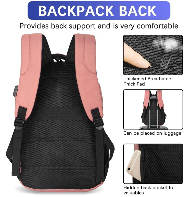 Alt view image 4 of 5 - LARIPOP 15.6 Inch Laptop Backpack,30L Lightweight Oxford Travel Business Carry-On for Men Women, Water-Resistant Computer Bag with USB Charging, Anti-Theft Pocket, Luggage Strap, Ergonomic Padded Back