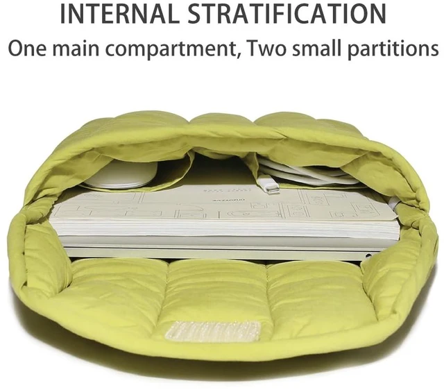 Alt view image 4 of 5 - Linpr Puffy Laptop Sleeve 13-14 Inch Streak-Green, Protective Carrying Case for Men and Women, Cute Case Bag Compatible with 13 and 14 Inch Laptops, for MacBook Air M2, Asus/Dell Xps in Cover