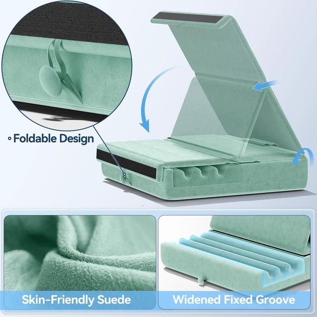 Alt view image 5 of 5 - KDD Tablet Pillow Holder, Foldable iPad Stand for Lap, Bed and Desk -Tablet Soft Pad Dock with Pocket & Stylus Mount Compatible with iPad Pro 12.9, 10.5, 9.7 Air Mini 6 5 4 3, E-Reader