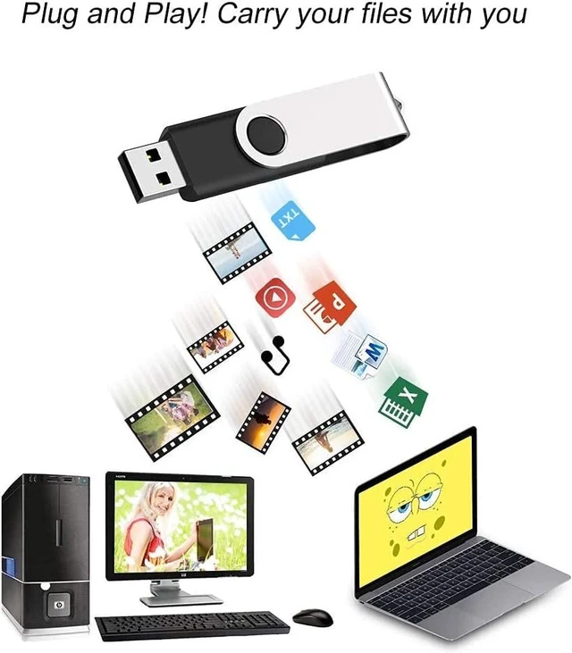 Alt view image 3 of 5 - JUANWE 4GB USB Flash Drive 10 PacksBulk Thumb Drives Jump Drive with 360Swivel Shell, Fold Storage USB Stick with Lanyard Hole Portable Pen Drive Mutipack Zip Drive, Black