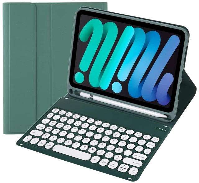 Main image of KcoxdCn Slim Candy Colors Keyboard Case Compatible with iPad mini with S Pen Holder, Mutil Angles Stand Cover Detachable Wireless Keyboard (Dark Green, iPad mini 2 3 4 5 (7.9 inch))
