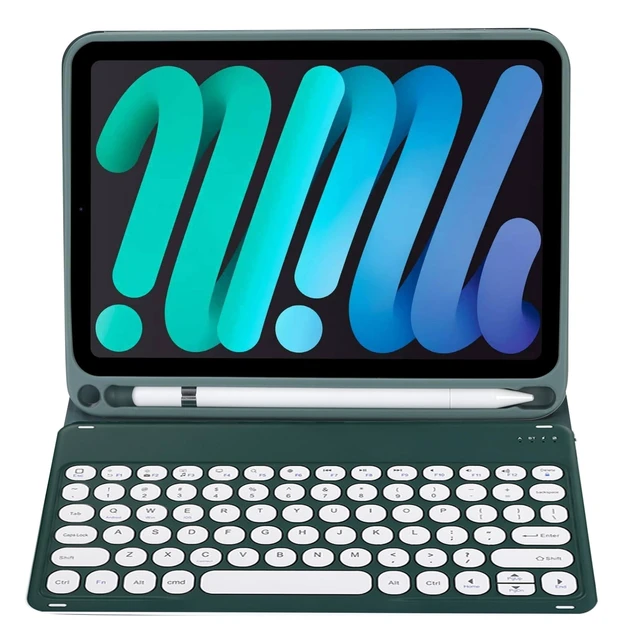 Alt view image 2 of 5 - KcoxdCn Slim Candy Colors Keyboard Case Compatible with iPad mini with S Pen Holder, Mutil Angles Stand Cover Detachable Wireless Keyboard (Dark Green, iPad mini 2 3 4 5 (7.9 inch))