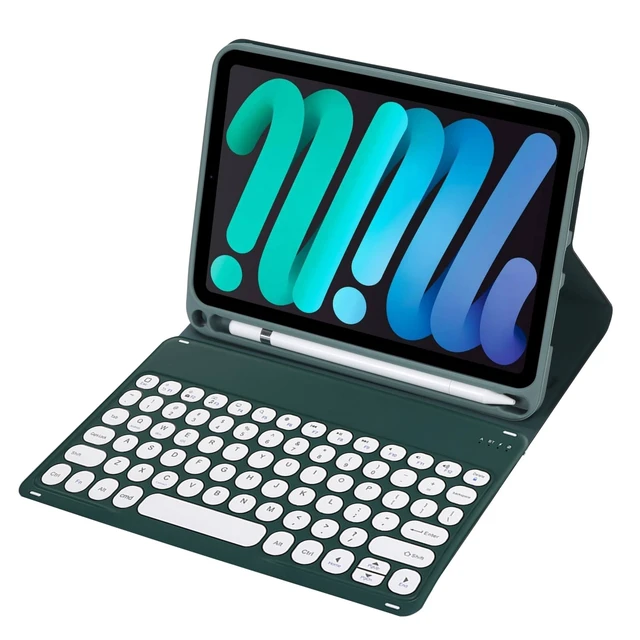 Alt view image 5 of 5 - KcoxdCn Slim Candy Colors Keyboard Case Compatible with iPad mini with S Pen Holder, Mutil Angles Stand Cover Detachable Wireless Keyboard (Dark Green, iPad mini 2 3 4 5 (7.9 inch))