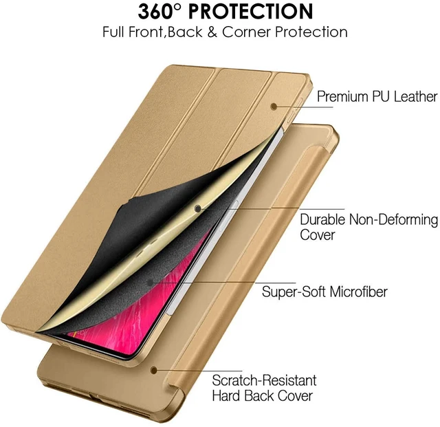 Alt view image 5 of 5 - DuraSafe Cases for iPad Pro 12.9 inch 4th Gen 2020 PC Cover A2229 MY2H2LL/A MY2J2LL/A A2069 MXAT2LL/A MXAV2LL/A MXAU2LL/A MXAW2LL/A A2233 MY3K2LL/A MY3J2LL/A MXFY2LL/A MXG02LL/A - Brass Golden