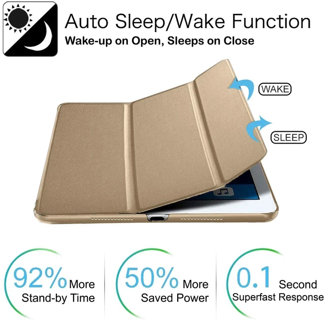 Alt view image 3 of 5 - DuraSafe Cases for iPad 5 2017 / iPad 6 2018-9.7 Inch A1893 A1954 A1822 A1823 Slim Lightweight Protective Frosted PC Dual Angle Stand Front & Back Cover - Brass Golden
