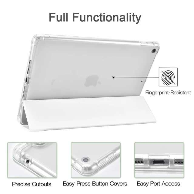 Alt view image 5 of 5 - JOYLAND Girly Bow Pad Case for iPad 5th/6th Generation - White with Pencil Holder, Auto Wake/Sleep, Anti-Scratch Shockproof Premium Folio Stand for iPad 9.7 Inch