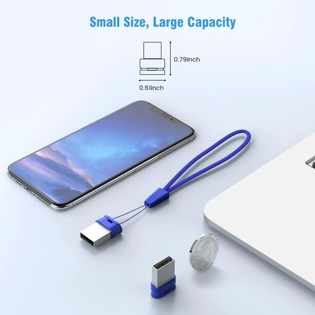 Alt view image 2 of 5 - K&ZZ 5 Pack 32GB USB Flash Drive Small Thumb Drives with Lanyard 32GB Mini USB 2.0 Memory Stick USB Drive Zip Drive External Storage, Blue
