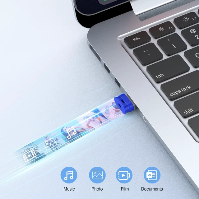 Alt view image 4 of 5 - K&ZZ 5 Pack 32GB USB Flash Drive Small Thumb Drives with Lanyard 32GB Mini USB 2.0 Memory Stick USB Drive Zip Drive External Storage, Blue