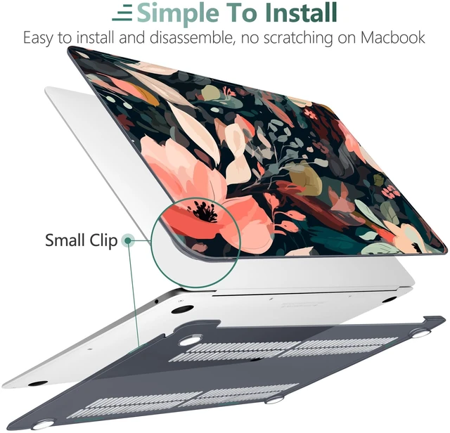 Alt view image 4 of 5 - DONGKE Compatible with MacBook Air 13 inch Case 2021 2020 2019 2018 Release A2337 M1 A2179 A1932 with Retina Display & Touch ID, Plastic Hard Shell & Keyboard Cover - Painted Florals