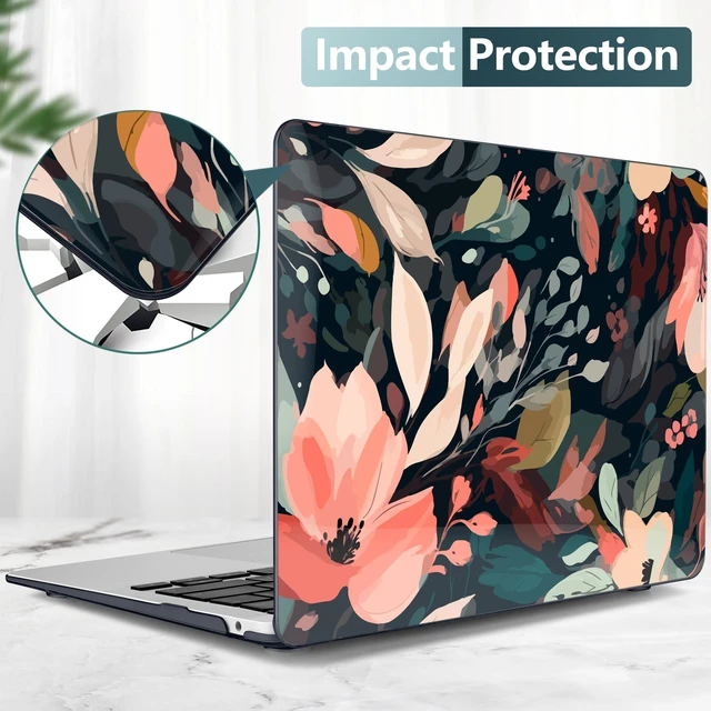Alt view image 5 of 5 - DONGKE Compatible with MacBook Air 13 inch Case 2021 2020 2019 2018 Release A2337 M1 A2179 A1932 with Retina Display & Touch ID, Plastic Hard Shell & Keyboard Cover - Painted Florals