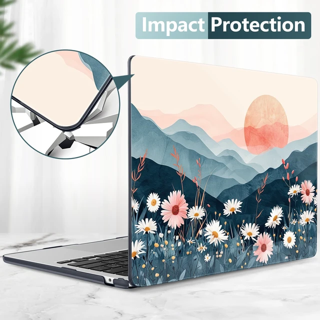 Alt view image 5 of 5 - DONGKE for MacBook Air 13 Inch Case M5 2026 M4 2025 M3 M2 2024-2022 A3449 A3240 A3113 A2681, Plastic Hard Shell & Keyboard Cover & Screen Film for MacBook Air 13.6 Inch Case - Sun & Daisie