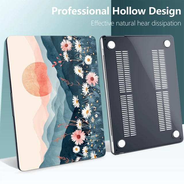 Alt view image 4 of 5 - DONGKE for MacBook Air 13 Inch Case M5 2026 M4 2025 M3 M2 2024-2022 A3449 A3240 A3113 A2681, Plastic Hard Shell & Keyboard Cover & Screen Film for MacBook Air 13.6 Inch Case - Sun & Daisie