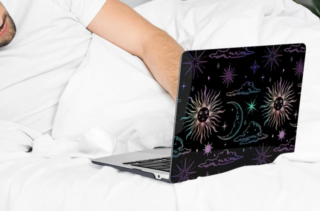 Alt view image 4 of 5 - DONGKE Compatible with MacBook Air 13 inch Case 2021 2020 2019 2018 Release A2337 M1 A2179 A1932 with Retina Display & Touch ID, Plastic Hard Shell & Keyboard Cover - Sun & Moon