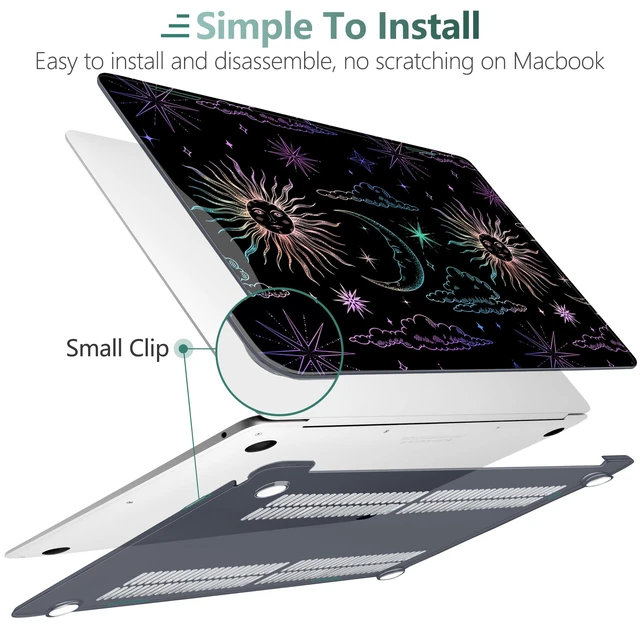 Alt view image 5 of 5 - DONGKE Compatible with MacBook Air 13 inch Case 2021 2020 2019 2018 Release A2337 M1 A2179 A1932 with Retina Display & Touch ID, Plastic Hard Shell & Keyboard Cover - Sun & Moon