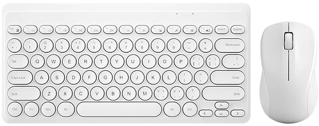 Main image of Compact Keyboard MouseCombo,JieruiDeng 79-Key Retro Mini Cute Computer Keyboard 2.4G USB Wireless and Silent Mice Set for Laptop Desktop PC iPad (White)