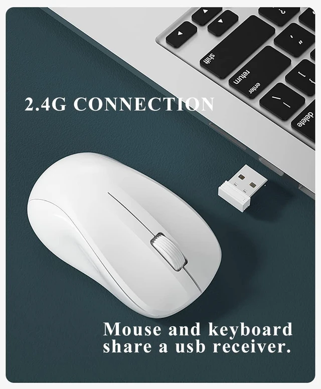 Alt view image 5 of 5 - Compact Keyboard MouseCombo,JieruiDeng 79-Key Retro Mini Cute Computer Keyboard 2.4G USB Wireless and Silent Mice Set for Laptop Desktop PC iPad (White)