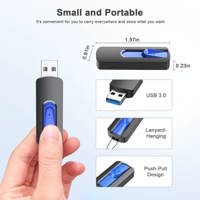 Alt view image 3 of 5 - JUANWE 64GB Flash Drives 5 Pack, USB 3.0 Flash Drive Retractable Slide Thumb Drive, Thumb Drives 5 Pack Jump Drives Multipack Bulk USB Drive Data Storage for Computers, Blue