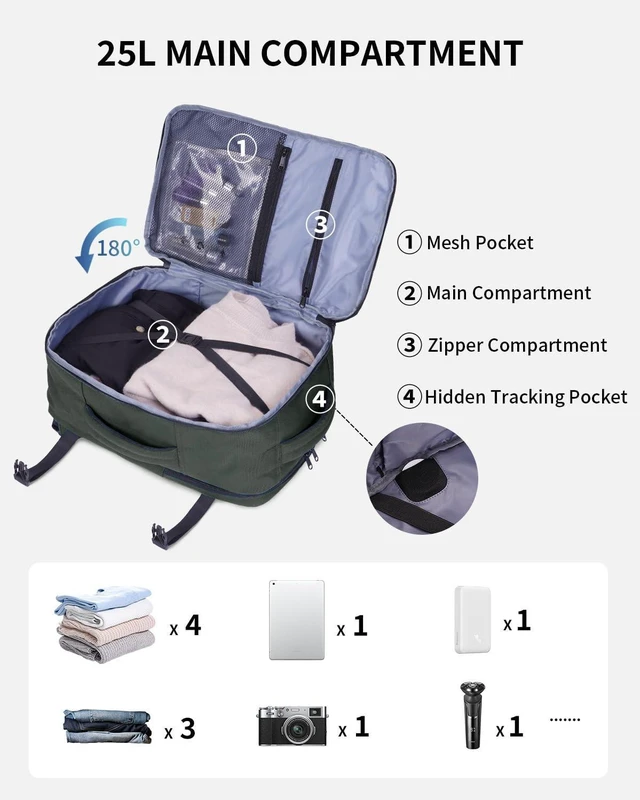 Alt view image 3 of 5 - ECOHUB 17" Small Travel Backpack United Airlines Personal Item Bag 25L