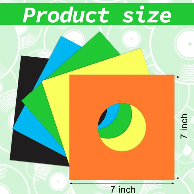 Alt view image 2 of 5 - Eaasty 100 Pieces Paper Vinyl 45 RPM Record Sleeves 7 Inch Record Protection Paper Covers for Singles Square Sleeves Outer Album Covers Vinyl Jacket Covers with Holes for Storage(Colorful)