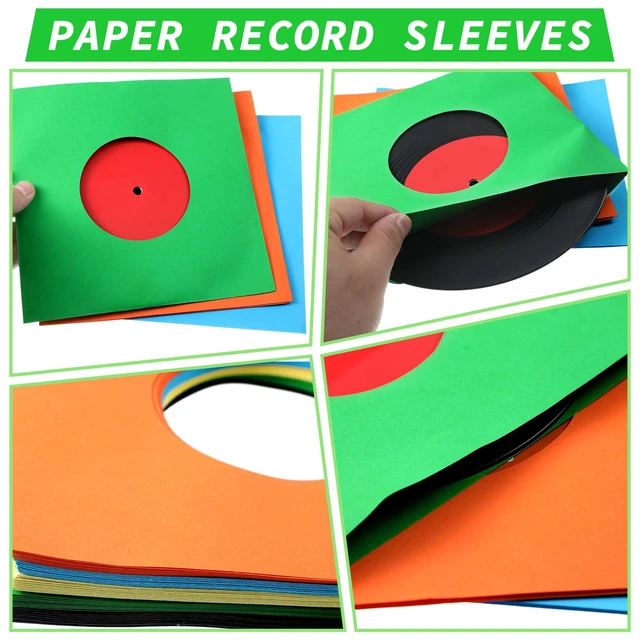 Alt view image 3 of 5 - Eaasty 100 Pieces Paper Vinyl 45 RPM Record Sleeves 7 Inch Record Protection Paper Covers for Singles Square Sleeves Outer Album Covers Vinyl Jacket Covers with Holes for Storage(Colorful)