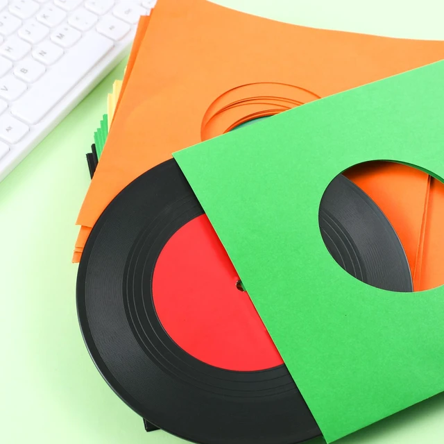 Alt view image 4 of 5 - Eaasty 100 Pieces Paper Vinyl 45 RPM Record Sleeves 7 Inch Record Protection Paper Covers for Singles Square Sleeves Outer Album Covers Vinyl Jacket Covers with Holes for Storage(Colorful)