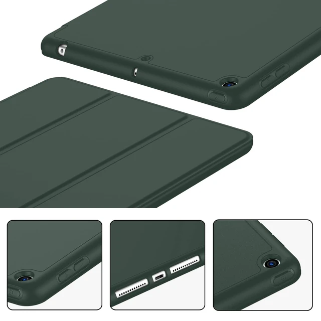 Alt view image 3 of 5 - iMieet iPad 9th Generation Case 2021/iPad 8th Generation Case 2020 10.2 Inch with Pencil Holder, iPad 7th Gen 2019 Case with Soft Baby Skin Silicone Back, Auto Wake/Sleep Cover(Dark Green)