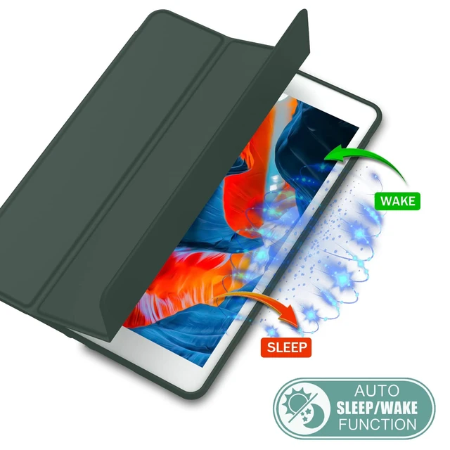 Alt view image 5 of 5 - iMieet iPad 9th Generation Case 2021/iPad 8th Generation Case 2020 10.2 Inch with Pencil Holder, iPad 7th Gen 2019 Case with Soft Baby Skin Silicone Back, Auto Wake/Sleep Cover(Dark Green)