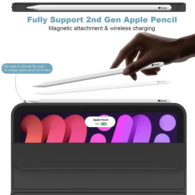 Alt view image 2 of 5 - iMieet iPad mini 7 Case 2024 (A17 Pro), iPad mini 6 Case (8.3-Inch,2021 Model), iPad mini 7th/6th Generation Case with Pencil Holder, Trifold Stand Smart Case with Soft TPU Back,Black