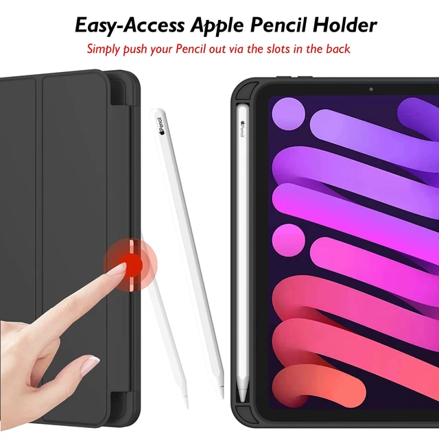 Alt view image 3 of 5 - iMieet iPad mini 7 Case 2024 (A17 Pro), iPad mini 6 Case (8.3-Inch,2021 Model), iPad mini 7th/6th Generation Case with Pencil Holder, Trifold Stand Smart Case with Soft TPU Back,Black