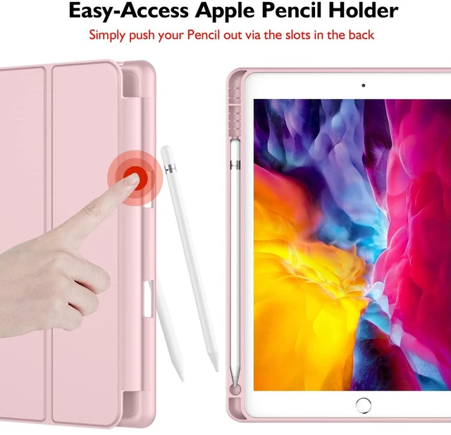 Alt view image 2 of 5 - iMieet iPad 9.7 Case (2018/2017 Model, 6th/5th Generation), Smart Cover with Pencil Holder and Soft Baby Skin Silicone Back and Full Body Protection, Auto Wake/Sleep Cover (Pink)