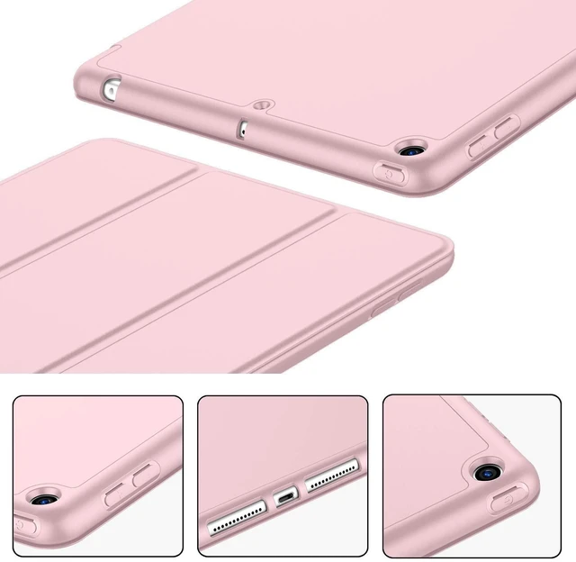 Alt view image 3 of 5 - iMieet iPad 9.7 Case (2018/2017 Model, 6th/5th Generation), Smart Cover with Pencil Holder and Soft Baby Skin Silicone Back and Full Body Protection, Auto Wake/Sleep Cover (Pink)