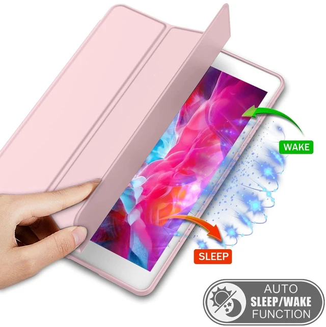 Alt view image 4 of 5 - iMieet iPad 9.7 Case (2018/2017 Model, 6th/5th Generation), Smart Cover with Pencil Holder and Soft Baby Skin Silicone Back and Full Body Protection, Auto Wake/Sleep Cover (Pink)