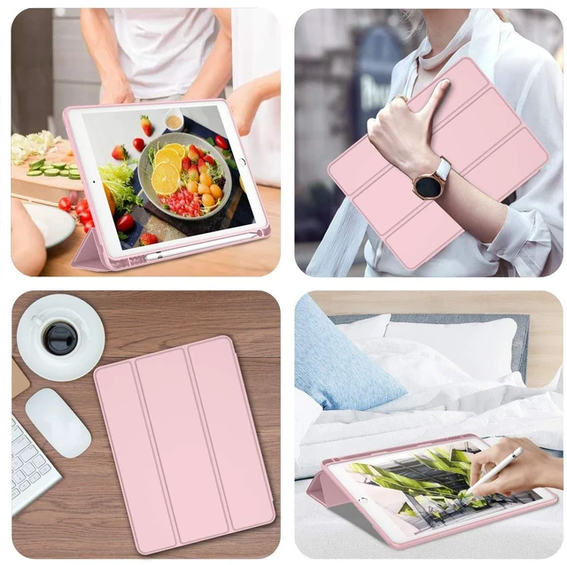 Alt view image 5 of 5 - iMieet iPad 9.7 Case (2018/2017 Model, 6th/5th Generation), Smart Cover with Pencil Holder and Soft Baby Skin Silicone Back and Full Body Protection, Auto Wake/Sleep Cover (Pink)