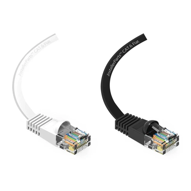 Alt view image 3 of 5 - InstallerParts (10 Pack Ethernet Cable CAT6 Cable Flat 3 FT - Black - Professional Series - 10Gigabit/Sec Network/High Speed Internet Cable, 550MHZ