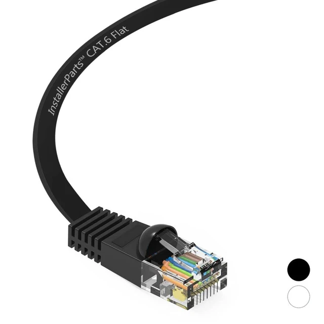 Alt view image 5 of 5 - InstallerParts (10 Pack Ethernet Cable CAT6 Cable Flat 3 FT - Black - Professional Series - 10Gigabit/Sec Network/High Speed Internet Cable, 550MHZ