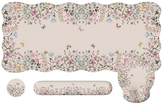 Main image of iLeadon Scalloped Desk Mat,Large Mouse Pad with Wrist Rest and Keyboard Pad