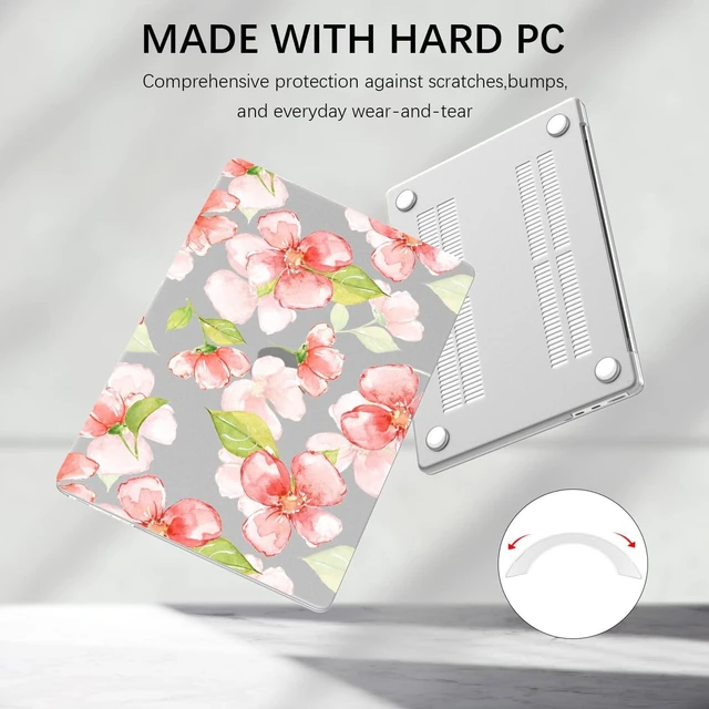 Alt view image 2 of 5 - Idocolors Elegant Red Flower Case Compatible with MacBook Air 13 InchModels A1932/A2179/A2337, Transparent Frosted Protective Hard Case Anti Scratch Cover for MacBook Air 13"
