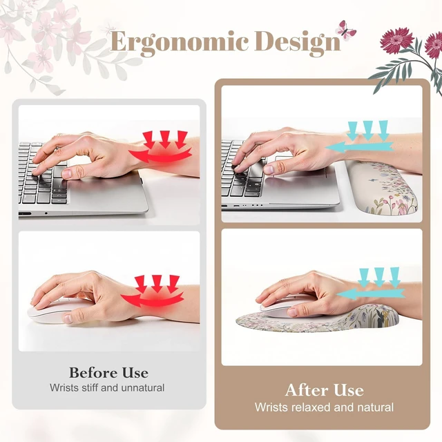 Alt view image 3 of 5 - iLeadon Scalloped Desk Mat,Large Mouse Pad with Wrist Rest and Keyboard Pad