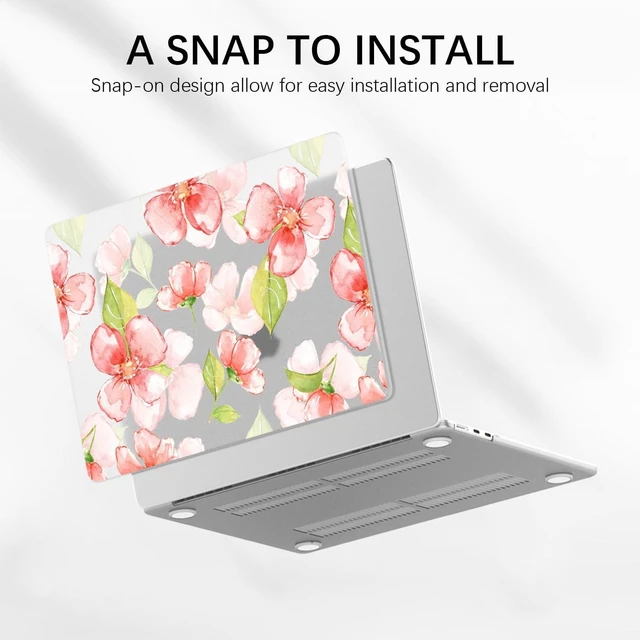 Alt view image 3 of 5 - Idocolors Elegant Red Flower Case Compatible with MacBook Air 13 InchModels A1932/A2179/A2337, Transparent Frosted Protective Hard Case Anti Scratch Cover for MacBook Air 13"