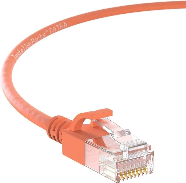 Main image of InstallerParts Ethernet Cable CAT6A Slim Cable UTP Booted 2 FT (10 Pack) - Orange - Professional Series - 10Gigabit/Sec Network/High Speed Internet Cable, 550MHZ, 28AWG