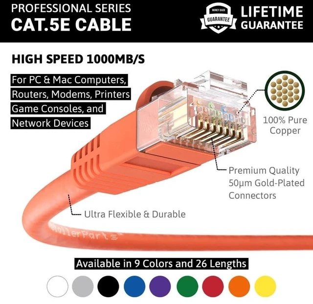Alt view image 2 of 5 - InstallerParts (10 Pack Ethernet Cable CAT5E Cable UTP Booted 6 FT - Orange - Professional Series - 1Gigabit/Sec Network/Internet Cable, 350MHZ