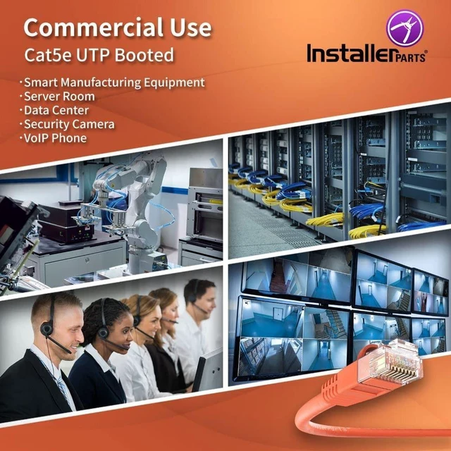 Alt view image 4 of 5 - InstallerParts (10 Pack Ethernet Cable CAT5E Cable UTP Booted 6 FT - Orange - Professional Series - 1Gigabit/Sec Network/Internet Cable, 350MHZ
