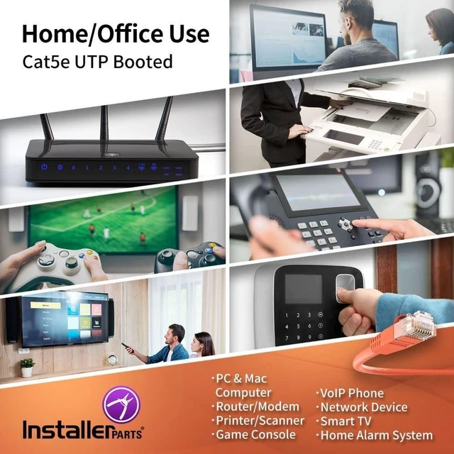 Alt view image 5 of 5 - InstallerParts (10 Pack Ethernet Cable CAT5E Cable UTP Booted 6 FT - Orange - Professional Series - 1Gigabit/Sec Network/Internet Cable, 350MHZ