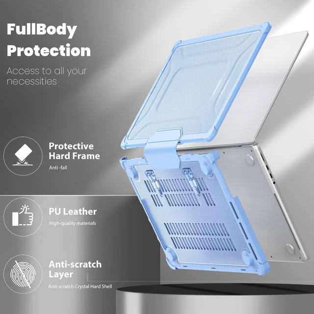 Alt view image 3 of 5 - Rugged Case for MacBook Pro 16 inch M5 2026 2025-2021 M4 M3 M2 M1, SkyBlue