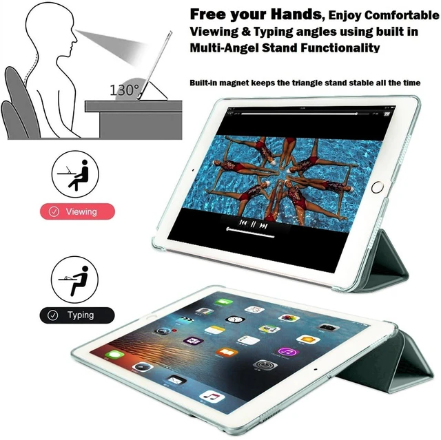 Alt view image 5 of 5 - DuraSafe Cases for iPad 5 2017 / iPad 6 2018-9.7 Inch MP242LL/A MP252LL/A MPGA2LL/A MRM52LL/A MR702LL/A MR6Y2LL/A Slim Lightweight Protective PC Dual Angle Stand Cover - Dark Green