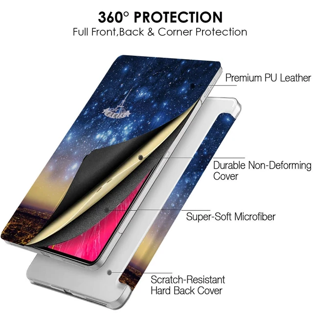 Alt view image 4 of 5 - DuraSafe Cases for iPad Pro 12.9 inch 4th Gen 2020 PC Cover A2229 MY2H2LL/A MY2J2LL/A A2069 MXAT2LL/A MXAV2LL/A MXAU2LL/A MXAW2LL/A A2233 MY3K2LL/A MY3J2LL/A MXFY2LL/A MXG02LL/A - Eiffel Tower Print