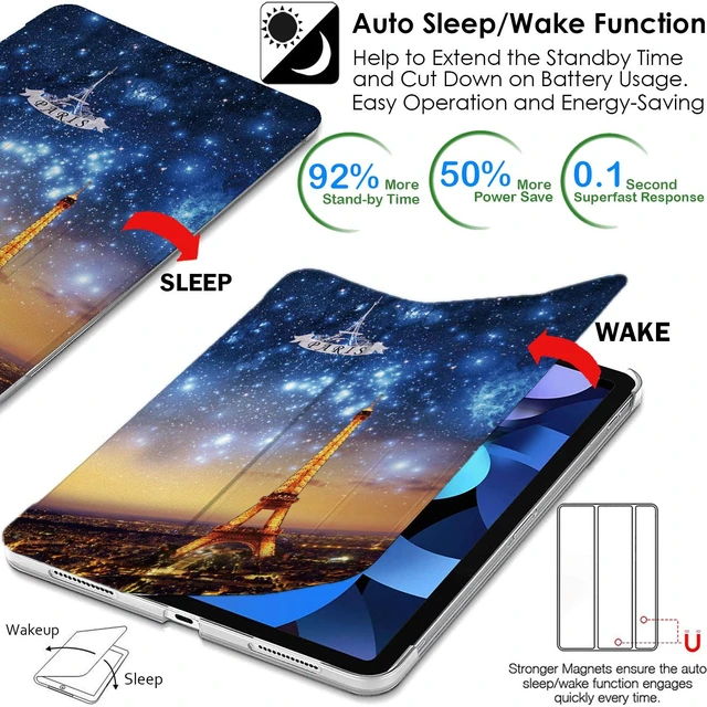 Alt view image 5 of 5 - DuraSafe Cases for iPad Pro 12.9 inch 4th Gen 2020 PC Cover A2229 MY2H2LL/A MY2J2LL/A A2069 MXAT2LL/A MXAV2LL/A MXAU2LL/A MXAW2LL/A A2233 MY3K2LL/A MY3J2LL/A MXFY2LL/A MXG02LL/A - Eiffel Tower Print