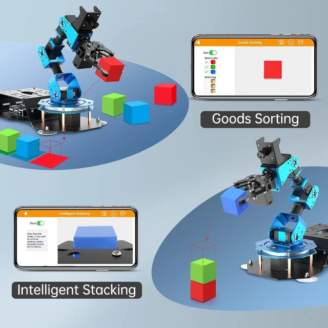 Alt view image 3 of 5 - HIWONDER 6DOF Robotic Arm Kit Powered by Raspberry Pi 5 4GB AI Vision Programming Robot Arm ROS Open Source for Adults and Teens(Developer Kit)