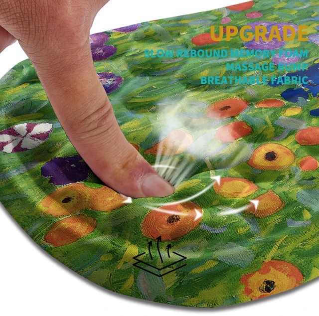 Alt view image 2 of 5 - Hokafenle Ergonomic Mouse Pad Wrist Support, Wrist Rest Mousepad for Carpal Tunnel Pain Relief with Integrated Memory Foam Slope Massage Bulge (11.8x7.9 inch,Cute Floral