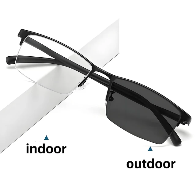 Alt view image 2 of 5 - HOPWODE Anti Blue Light Glasses, Color Changing, Half Frame Business, Men's & Women's Myopia, Sunglasses (-1.5 Diopters)